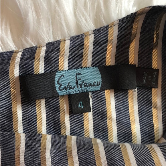 Anthro Eva Franco Lurex Gold Striped Tie Front Top - Picture 3 of 8